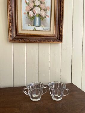 Depressionware Sugar and Creamer Set (2)~Clear, Vintage, VGUC